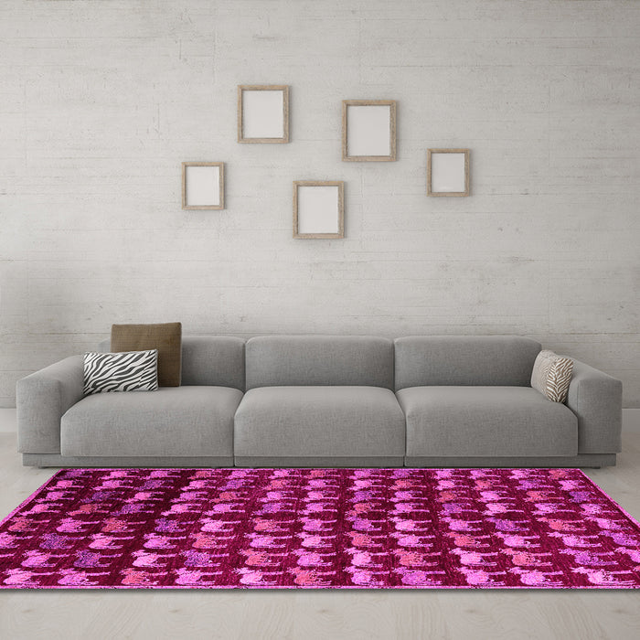 Machine Washable Abstract Pink Modern Rug in a Living Room, wshabs5222pnk