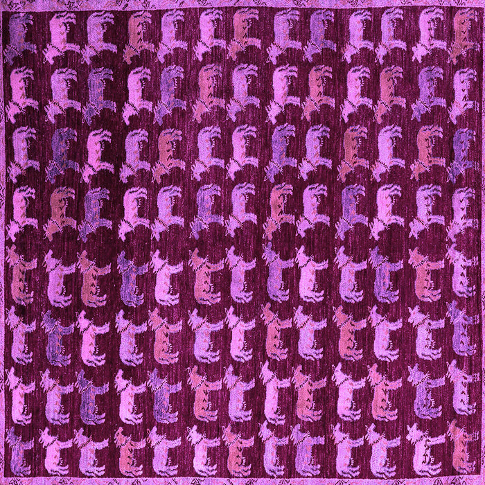 Square Machine Washable Abstract Purple Modern Area Rugs, wshabs5222pur