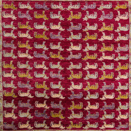 Square Abstract Red Modern Rug, abs5222