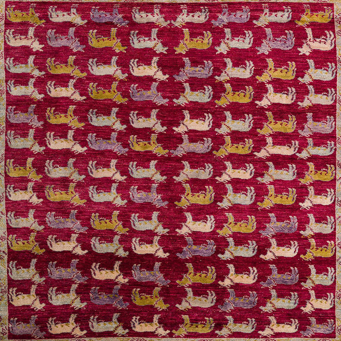 Square Abstract Red Modern Rug, abs5222