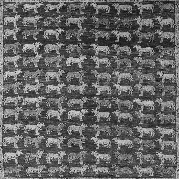 Square Abstract Gray Modern Rug, abs5222gry