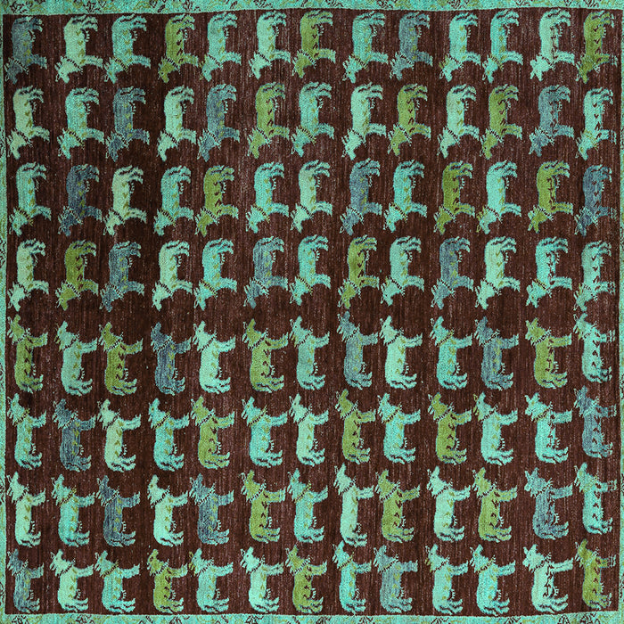 Square Abstract Turquoise Modern Rug, abs5222turq
