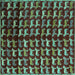 Square Abstract Turquoise Modern Rug, abs5222turq