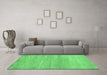 Machine Washable Abstract Emerald Green Modern Area Rugs in a Living Room,, wshabs5223emgrn