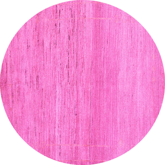 Round Machine Washable Abstract Pink Modern Rug, wshabs5223pnk