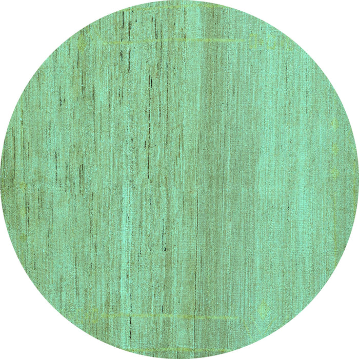Round Abstract Turquoise Modern Rug, abs5223turq