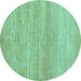 Round Abstract Turquoise Modern Rug, abs5223turq