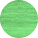 Round Abstract Emerald Green Modern Rug, abs5223emgrn