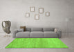 Machine Washable Abstract Green Modern Area Rugs in a Living Room,, wshabs5223grn