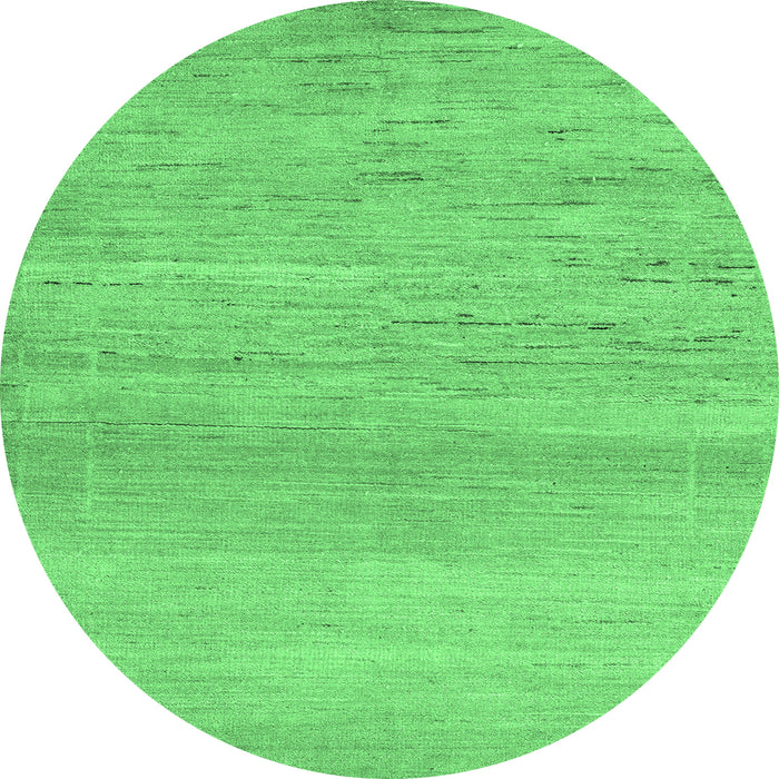 Round Machine Washable Abstract Emerald Green Modern Area Rugs, wshabs5223emgrn