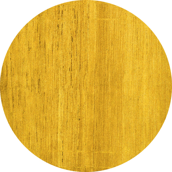 Round Abstract Yellow Modern Rug, abs5223yw