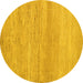 Round Abstract Yellow Modern Rug, abs5223yw