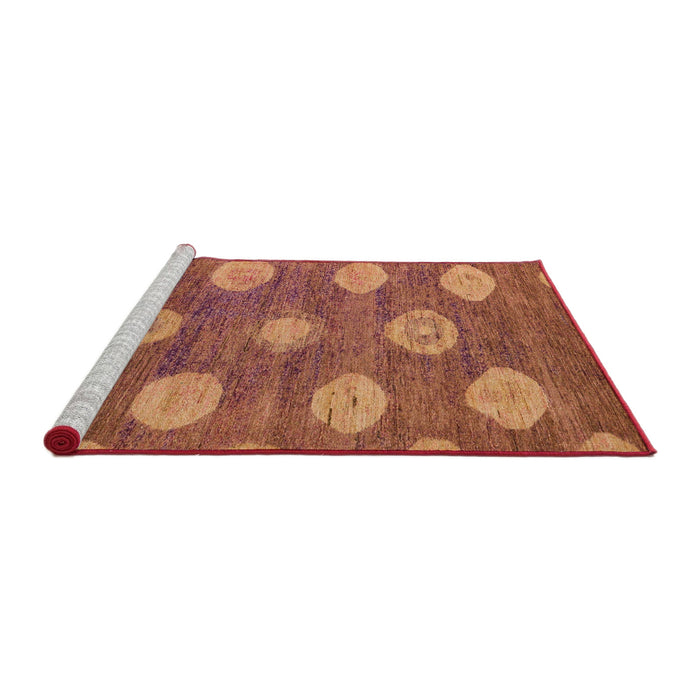 Sideview of Machine Washable Abstract Red Rug, wshabs5224