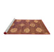 Sideview of Machine Washable Abstract Red Rug, wshabs5224