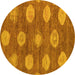 Round Abstract Yellow Modern Rug, abs5224yw