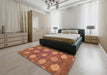 Abstract Red Modern Rug in a Bedroom, abs5224