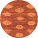 Round Machine Washable Abstract Orange Modern Area Rugs, wshabs5224org