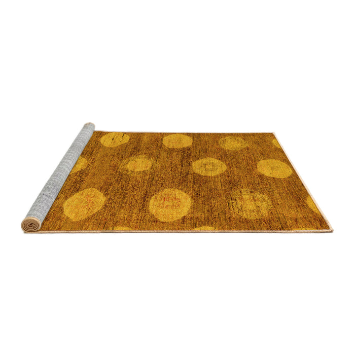 Sideview of Machine Washable Abstract Yellow Modern Rug, wshabs5224yw