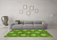 Machine Washable Abstract Green Modern Rug, wshabs5224grn