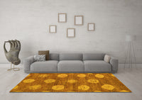 Machine Washable Abstract Yellow Modern Rug, wshabs5224yw