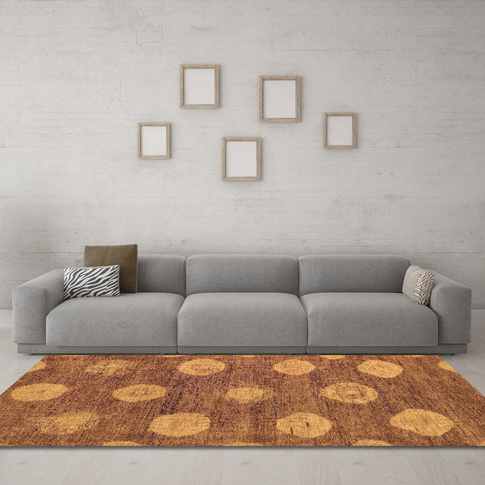 Machine Washable Abstract Brown Modern Rug in a Living Room,, wshabs5224brn