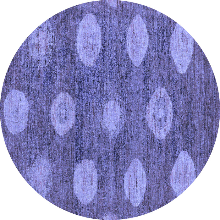 Round Abstract Blue Modern Rug, abs5224blu