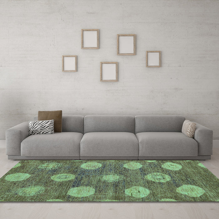 Machine Washable Abstract Turquoise Modern Area Rugs in a Living Room,, wshabs5224turq
