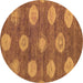 Round Abstract Brown Modern Rug, abs5224brn