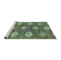 Sideview of Machine Washable Abstract Turquoise Modern Area Rugs, wshabs5224turq