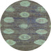 Round Abstract Light Blue Modern Rug, abs5224lblu