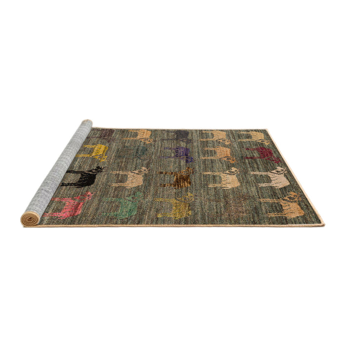 Sideview of Machine Washable Abstract Dark Brown Rug, wshabs5225