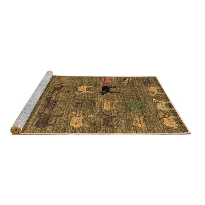 Sideview of Machine Washable Abstract Brown Modern Rug, wshabs5225brn