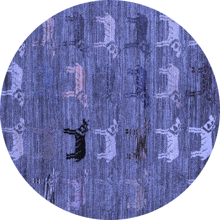 Round Machine Washable Abstract Blue Modern Rug, wshabs5225blu