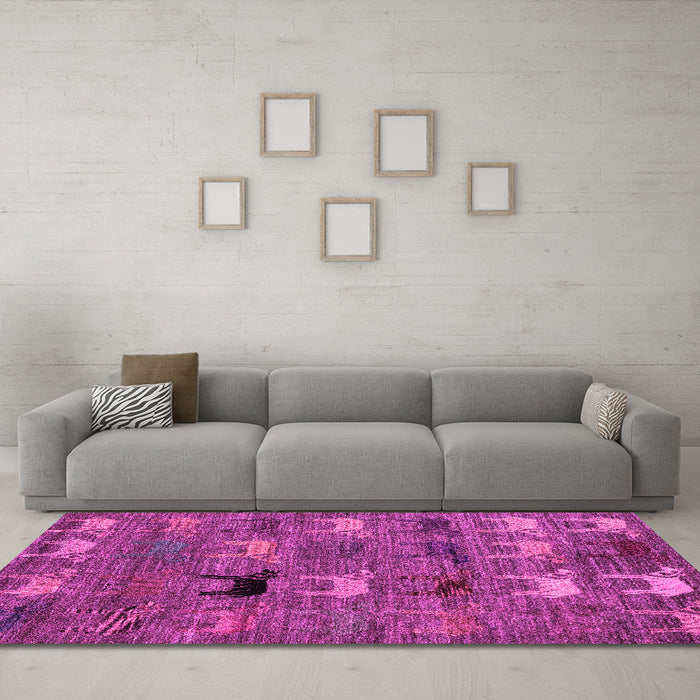 Machine Washable Abstract Pink Modern Rug in a Living Room, wshabs5225pnk