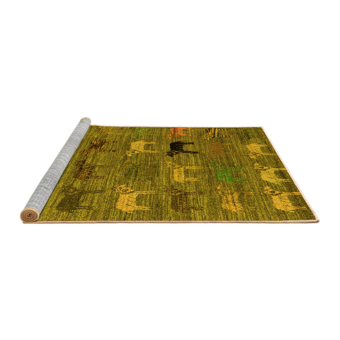 Sideview of Machine Washable Abstract Yellow Modern Rug, wshabs5225yw