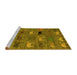 Sideview of Machine Washable Abstract Yellow Modern Rug, wshabs5225yw