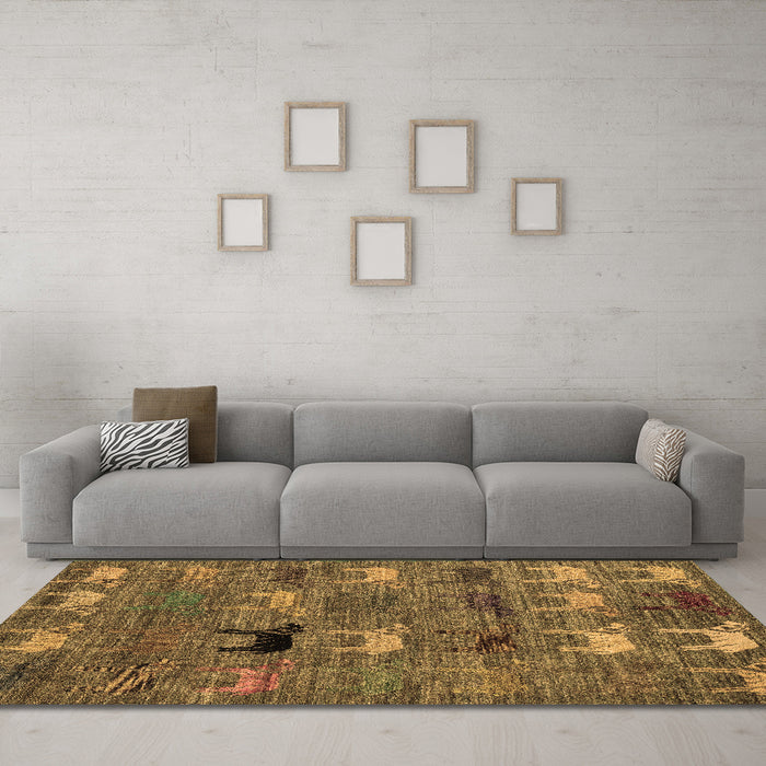 Machine Washable Abstract Brown Modern Rug in a Living Room,, wshabs5225brn