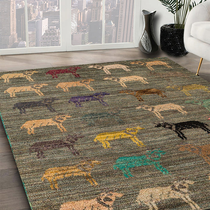 Abstract Dark Brown Modern Rug in Family Room, abs5225