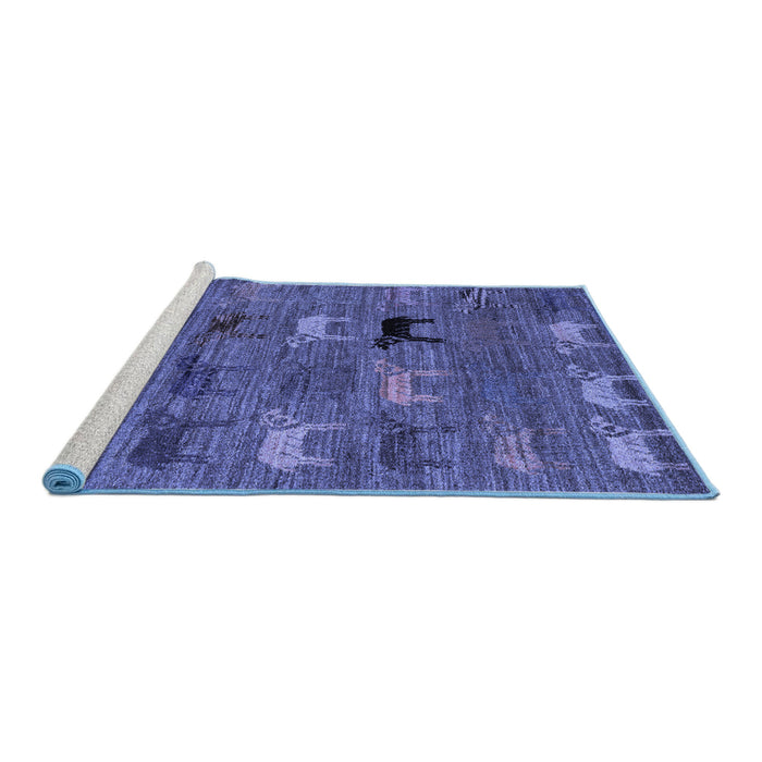 Sideview of Machine Washable Abstract Blue Modern Rug, wshabs5225blu
