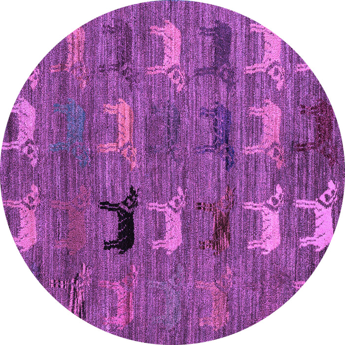 Round Abstract Purple Modern Rug, abs5225pur