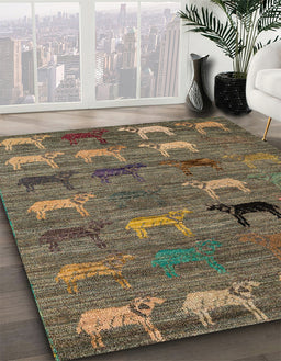 Machine Washable Abstract Dark Brown Rug in a Family Room, wshabs5225