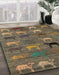 Machine Washable Abstract Dark Brown Rug in a Family Room, wshabs5225