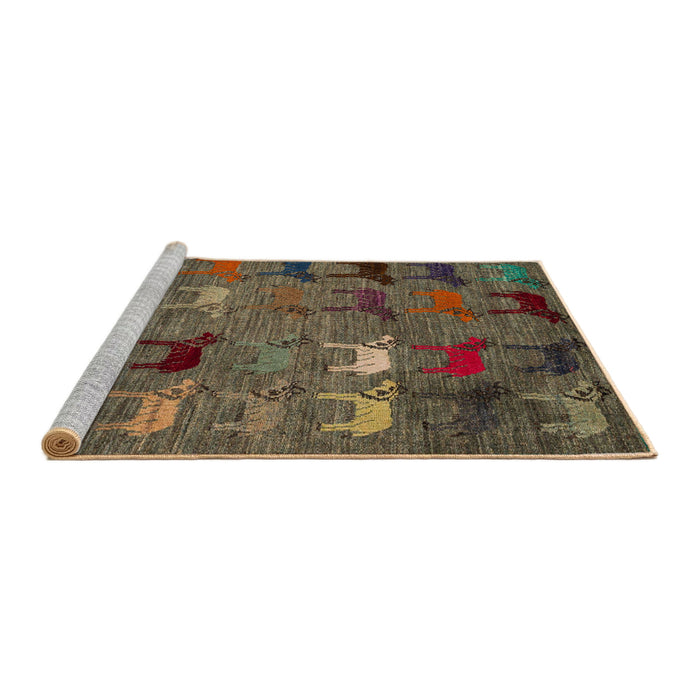 Sideview of Machine Washable Abstract Bakers Brown Rug, wshabs5226