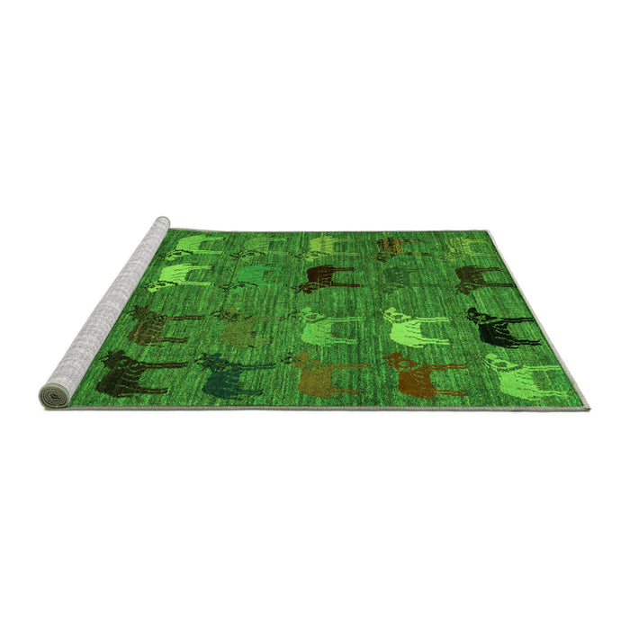 Sideview of Machine Washable Abstract Green Modern Area Rugs, wshabs5226grn