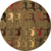 Round Abstract Brown Modern Rug, abs5226brn