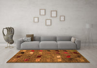 Machine Washable Abstract Orange Modern Rug, wshabs5226org