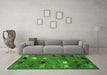 Machine Washable Abstract Green Modern Area Rugs in a Living Room,, wshabs5226grn