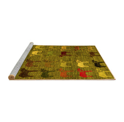 Sideview of Machine Washable Abstract Yellow Modern Rug, wshabs5226yw