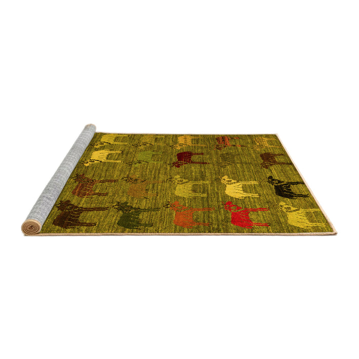 Sideview of Machine Washable Abstract Yellow Modern Rug, wshabs5226yw
