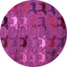 Round Machine Washable Abstract Pink Modern Rug, wshabs5226pnk